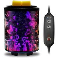 Electric Wax Melt Warmer with Timer (2/4/8H), 7-Color Changing LED Night Light, Removable Silicone Dish, PTC Safe Heating - Art-Glass Design for Home,