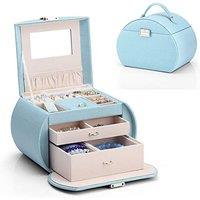 Vlando Jewellery Box for Girls, Jewelry Storage Case with 2 Pullout Drawer & Mirror for Ring Bracelet Necklace Earring with Greeting Card, Presents f