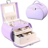 Vlando Jewellery Box for Teen Girl Jewellery Organizer with Mirror for Rings Bracelets Earrings Necklaces PU Leather Gift for Girls and Women Purple