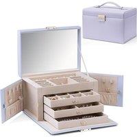 Vlando Large Jewellery Box for Women Lockable Jewellery Boxes with 3 Drawers Jewelry Storage Earrings, Rings, Necklaces, Bracelets, Brooches, Watches