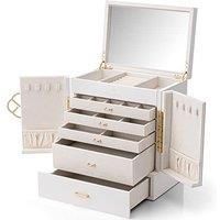 Vlando Large Jewellery Box, 6 Layer Jewellery Organiser with Removable Jewellery Tray for Necklace Earrings Rings Bracelets, Jewellery Storage Display