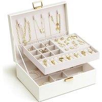 Vlando Jewellery Box, 2 Layer Jewellery Organiser with Removable Tray, Jewellery Storage Case for Necklace,Bracelets, Earring Storage Organiser, Gift