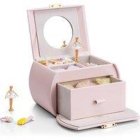 Vlando Musical Kids Jewellery Box with Drawer, Lockable Music Box with Ballerina for Children Bracelet, Ring, Necklace, Gifts for Girls, Apricot Pink