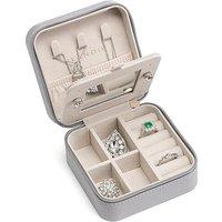Vlando Travel Jewellery Box Organiser for Rings Earrings Necklace with Mirror A.Mirror Gray