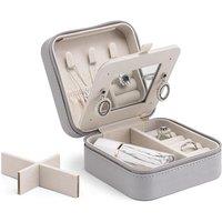 Vlando Travel Jewellery Box, Jewellery Organiser for Rings Earrings Necklace with Mirror,Teenage Girls Gifts, Small Gift, Travel Gift, Jewellery Case