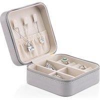 Vlando Small Faux Leather Travel Jewellery Box Organizer Display Storage Case for Rings Earrings Necklace without Mirror B.Necklace Grey