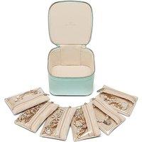 Vlando Small Jewellery Box Organizer,Travel Jewelry Storage with 6 Velvet Jewellery Zipper Pockets,Premium Petal Hardware Jewellery Case A.6pcslake B