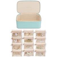 Vlando Travel Jewellery Organiser,PU Leather Jewellery Box with 12 Velvet Jewellery Pouch, Jewellery Case for Necklace,Ring, Jewellery Gift Box for Wo