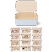 Vlando Travel Jewellery Organiser,PU Leather Jewellery Box with 12 Velvet Jewellery Pouch, Jewellery Case for Necklace,Ring, Gifts for Women, Baby Blu