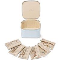 Vlando Jewellery Box, Litchi Pattern Jewellery Organiser,Travel Jewellery Storage with 6 Velvet Jewellery Zipper Pockets,Premium Petal Hardware Jewell