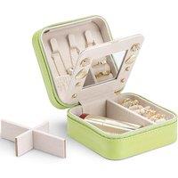 Vlando Small Faux Leather Travel Jewellery Box Organizer Display Storage Case for Rings Earrings Necklace with Mirror,Green A.Mirror Light Green