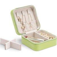 Vlando Small Faux Leather Travel Jewellery Box Organizer Display Storage Case for Rings Earrings Necklace without Mirror,Green B.Necklace Light Green