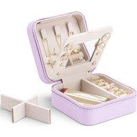 Vlando Small Faux Leather Travel Jewellery Box Organizer Display Storage Case for Rings Earrings Necklace with Mirror,Purple A.Mirror Purple
