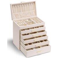 Vlando 6 Layer Large Jewellery Box, Jewellery Box Organiser with Necklace Holder, Jewellery Storage for Ring Bracelet and Watch,Gift for Women (Pink)
