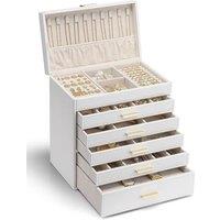 Vlando 6 Layer Large Jewellery Box, Jewellery Organiser with Necklace Holder, Jewellery Storage for Ring Bracelet and Watch, Gift for Women (White) 6