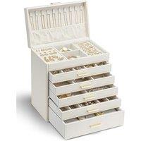 Vlando 6 Layer Large Jewellery Box, Jewellery Box Organiser with Necklace Holder, Jewellery Storage for Ring Bracelet and Watch, Gift for Women (Apric