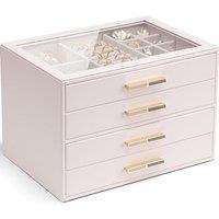 Vlando Jewellery Box with Glass Lid, 4Tier Jewellery Organiser, Jewellery Storage with 4 Drawers for Watches,Sunglasses, Gift for Women, For Ring, Ne