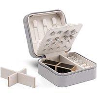 Vlando Small Travel Jewellery Box, Faux Leather Travel Jewellery Case for Earring,Ring,Necklace with 16 Earring Holes,Gift for Women (Grey) C.Earring