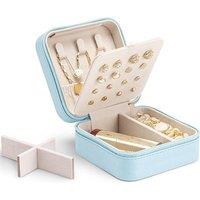 Vlando Small Travel Jewellery Box, Faux Leather Travel Jewellery Case for Earring,Ring,Necklace with 16 Earring Holes,Gift for Women (Blue) C.Earring