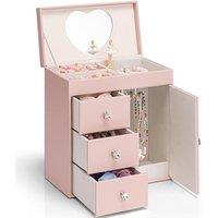 Vlando Girls Jewellery Box, 4 Layer Music Box with Ballerina, Gift for Girls, for Birthday Gifts (Pink