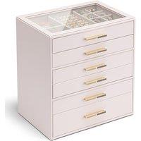 Vlando Jewellery Box for Women, Glass Lid Jewellery Organiser with 6 Drawers for Ring, Necklace, Earring, Bracelet,Gift for Women,Pink 6 Layer B.pink