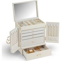 Vlando Jewellery Box, Jewellery Organiser with Removable Jewellery Tray for Necklace Earrings Rings Bracelets, Jewellery Storage Display Case for Wome