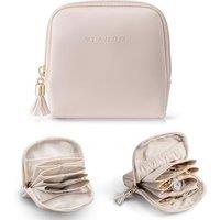 Vlando Travel Jewellery Box, PU Leather Travel Jewellery Case with Zipper, Velvet Lining Jewellery Pouch for Rings, Bracelets & Necklaces,Pink A.pink