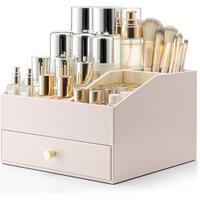 Vlando Makeup Organiser, Skincare Organiser with Drawer, for Lipstick, Jewellery & Skincare Storage,Pink Pink-single Drawer