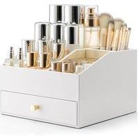 Vlando Makeup Organiser with Drawer, Perfume Skincare Organiser for Lipstick, Jewellery & Skincare Storage,White Whitesingle Drawer