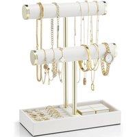 Vlando Jewellery Stand, 2 Tier Jewellery Oragniser with Jewellery Tray,Jewellery Box,Necklace Stand Bracelet Holder, Jewellery Holder for Earrings Rin