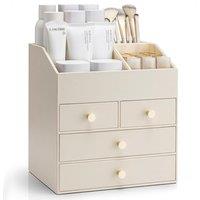 Vlando Makeup Organiser, Large Capacity Dressing Table Organiser,Cosmetic Organiser with 4 Drawer,Faux Leather Vanity Organiser for Lipstick,Jewellery
