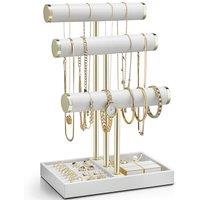 Vlando Jewellery Stand, 3 Tier Jewellery Oragniser with Jewellery Tray, Necklace Stand Bracelet Holder, Jewellery Holder for Bracelets Earrings Rings,