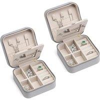 Vlando Travel Jewellery Box,2pcs Small Jewellery Box,Earring Gift Box,for Necklace,Ring,Earring,Grey D.Mirror*2 Grey-2pc