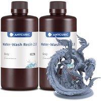 ANYCUBIC Water Washable 2.0 3D Printer Resin, 405nm High Precision and AntiYellowing 3D Resin, High Resilience, Easy Postprocessing Photopolymer Res