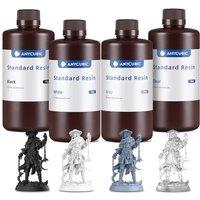 ANYCUBIC Standard 3D Printer Resin, LCD UV 405nm Rapid Photopolymer 3D Resin for 6K/8K/12K/14K LCD 3D Printers(4kg, Grey+White+Black+Clear) Grey+White