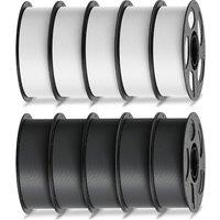 ANYCUBIC PLA Filament 1.75mm, 3D Printer Filament, Intelligent Identification, Dimensional Accuracy +/ 0.02mm, 10 Pack 1KG Reusable Spool, White*5+Te