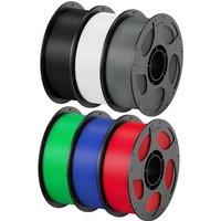 ANYCUBIC PETG Filament 1.75mm, 3D Printer Filament,Accuracy +/ 0.02mm, Exceptional Toughness, Print with FDM 3D Printers 6 Pack 1KG Reusable Spool,Te