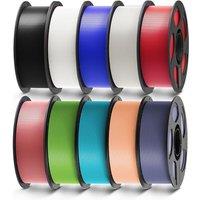 ANYCUBIC PLA Filament 1.75mm, 3D Printer Filament, Accuracy +/- 0.02mm, 10 Pack 1KG Reusable Spool,Black+White+Clear+Red+Blue+Pink+Tropical Turquoise+