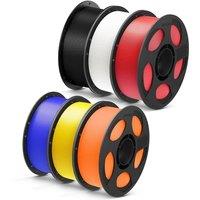 ANYCUBIC High Speed 3D Printer Filament 1.75mm, Up to 10X Faster, Rapid PLA Filament, Accuracy +/- 0.02mm, 6KG Pearl Black+Bright White+Bright Red+Daz
