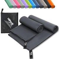 HiiPeak Microfibre Towel Compact Camping Beach Towel 2 Pack |160x80cm+80x40cm|- Quick Dry Lightweight Absorbent Sports Gym Swimming Hiking Drying Towe