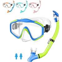 HiiPeak Kids Snorkel Set, Dry Top Snorkel Mask Snorkelling Package, Snorkelling Diving Mask with Breathing Tube Panoramic View Tempered Glass Anti-Fog