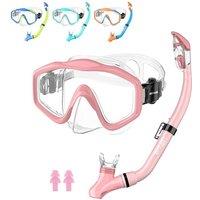 HiiPeak Kids Snorkel Set, Dry Top Snorkel Mask Snorkelling Package, Snorkelling Diving Mask with Breathing Tube Panoramic View Tempered Glass Anti-Fog