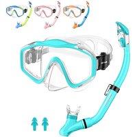 HiiPeak Kids Snorkel Set, Dry Top Snorkel Mask Snorkelling Package, Snorkelling Diving Mask with Breathing Tube Panoramic View Tempered Glass Anti-Fog