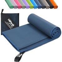 HiiPeak Microfibre Towel Compact Camping Beach Towel  Quick Dry Lightweight Absorbent Sports Gym Swimming Hiking Drying Towel for Men,Women (Navy Blu