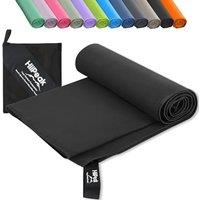 HiiPeak Microfibre Towel Compact Camping Beach Towel - Quick Dry Lightweight Absorbent Sports Gym Yoga Swimming Hiking Drying Towel for Men,Women (Bla