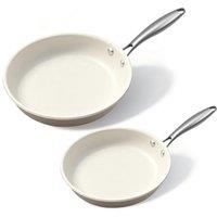 24 cm and 28 cm Ceramic Nonstick Frying Pan Skillet  PFASFree, NonToxic, Oven Safe & Induction Ready, Aluminum Cookware with Stainless Steel Handle