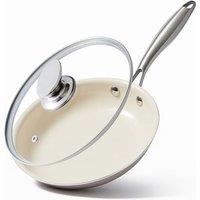 Ceramic Nonstick Frying Pan(28cm+Lid) | Aluminum Cookware | with Stainless Steel Handle | PFAS-Free | Non-Toxic | Oven Safe | Induction Ready