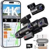 Dash Cam 4 Channel 4K, 360 Dashcam 4K+1080P*3 Car Camera, STARVIS 2 IMX675 Sensor, 24H Parking Mode Builtin Radar, AI Car Dash Cam Driver Monitor S