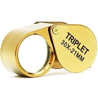 QiCheng&LYS Jeweler Pocket Loupe Magnifier, 30X Glass Lens Magnifying Glass for Jewelry, Coins, Stamps,Antiques and More (Golden)