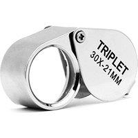 QiCheng&LYS Jeweler Pocket Loupe Magnifier, 30X Glass Lens Magnifying Glass for Jewelry, Coins, Stamps,Antiques and More (Silver)